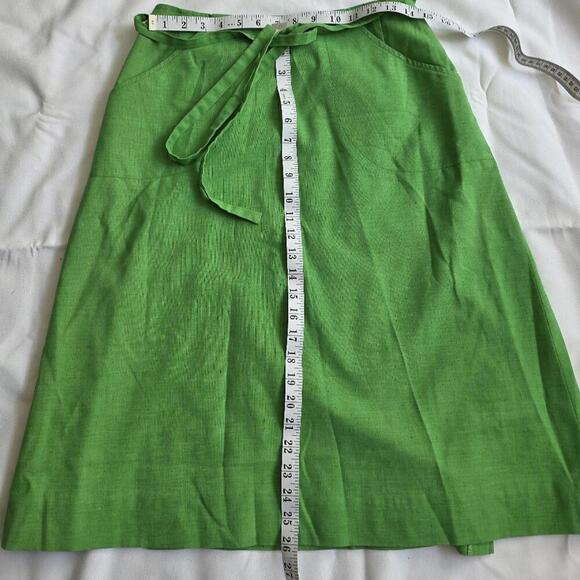 Vintage Green Linen Wrap around Skirt 28 inch waist - Picture 6 of 9
